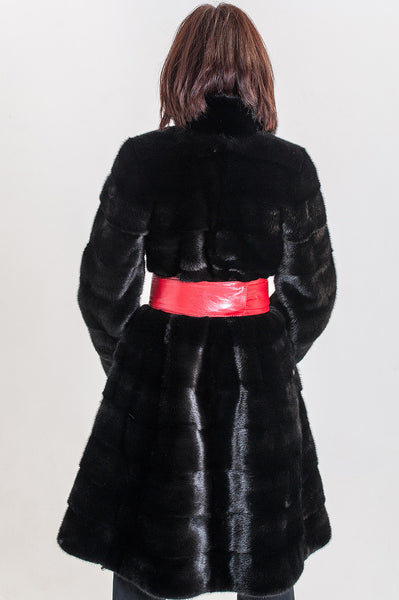 Black mink fur coat Caroline