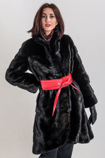 Black mink fur coat Caroline