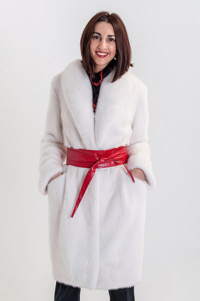 White mink fur coat Paris