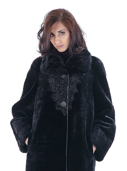 Brown mouton fur coat Galina