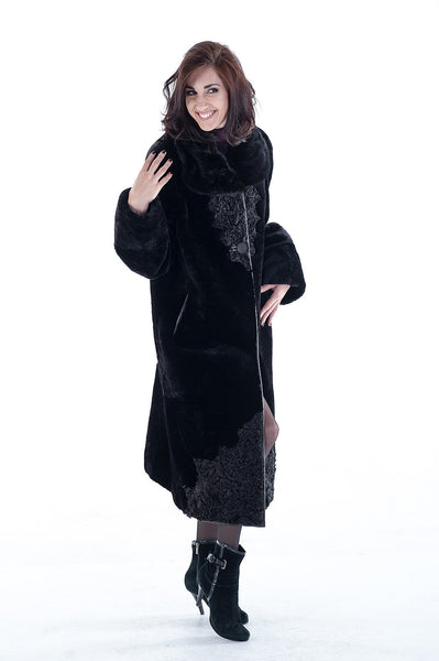 Brown mouton fur coat Galina