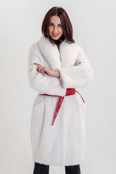 White mink fur coat Paris