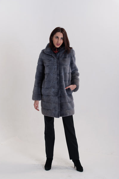 Graphite scandinavian mink fur coat Pamela