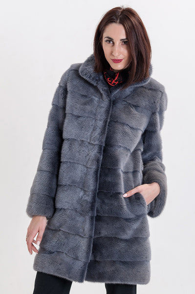 Graphite scandinavian mink fur coat Pamela