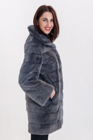 Graphite scandinavian mink fur coat Pamela