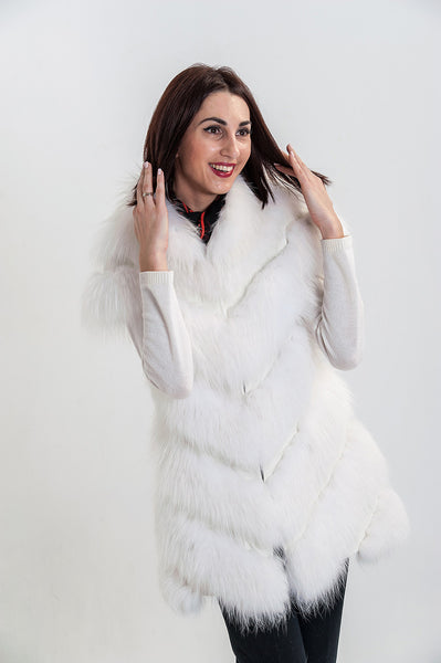 White silver fox vest  Zara