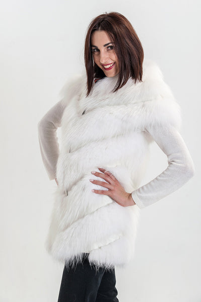 White silver fox vest  Zara