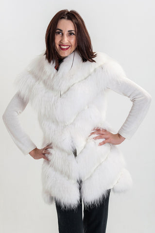 White silver fox vest  Zara