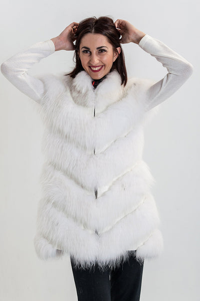 White silver fox vest  Zara