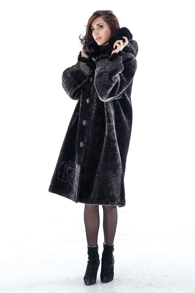 Graphite mouton fur coat Anisii