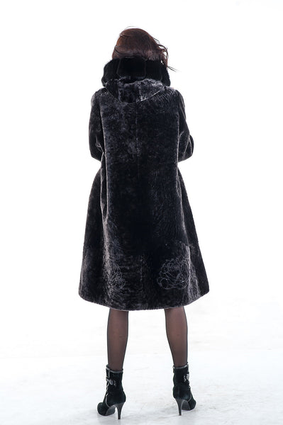 Graphite mouton fur coat Anisii