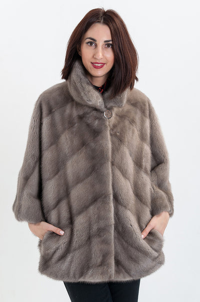 Grey mink fur coat Bellucci