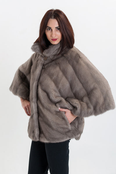 Grey mink fur coat Bellucci