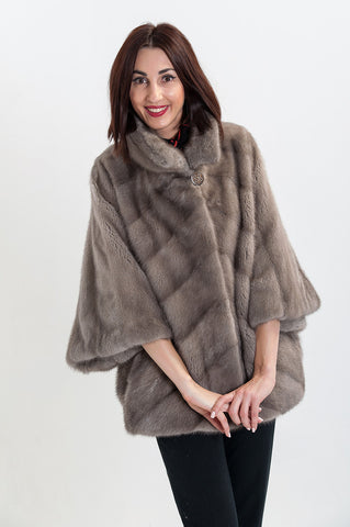 Grey mink fur coat Bellucci