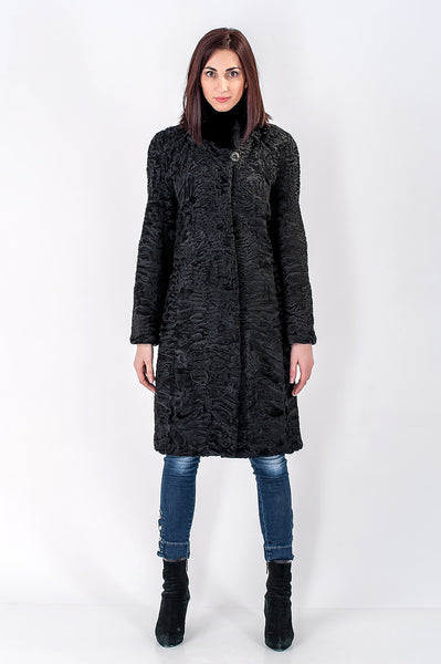 Black karakul fur coat Rosalia