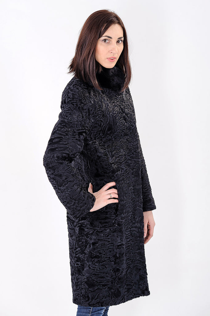 Black karakul fur coat Rosalia