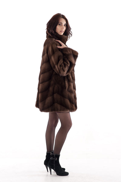 Brown mink fur coat Ingrid