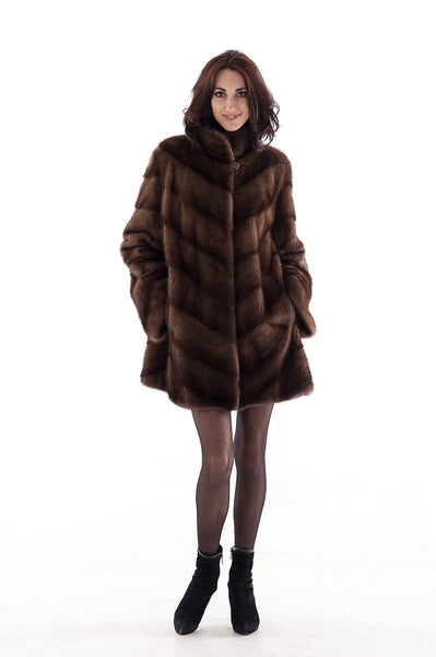 Brown mink fur coat Ingrid