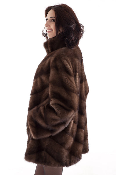 Brown mink fur coat Ingrid