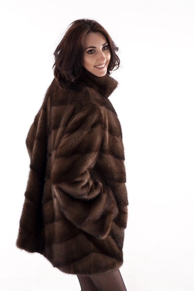 Brown mink fur coat Ingrid