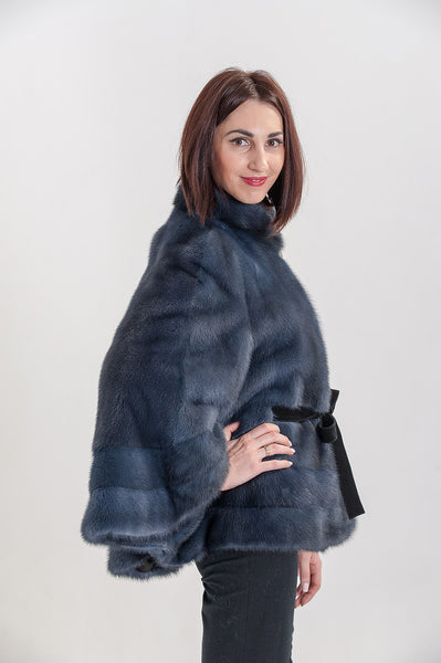 Dark blue mink fur coat Helen