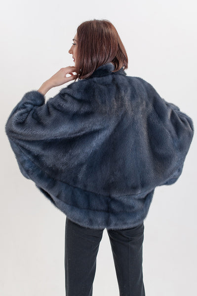 Dark blue mink fur coat Helen