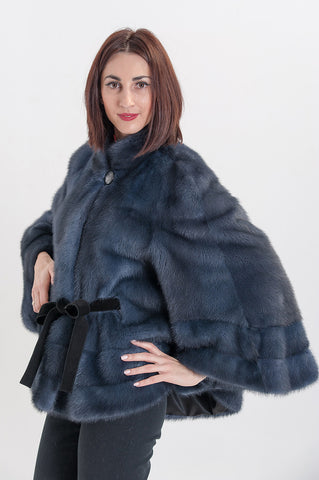 Dark blue mink fur coat Helen