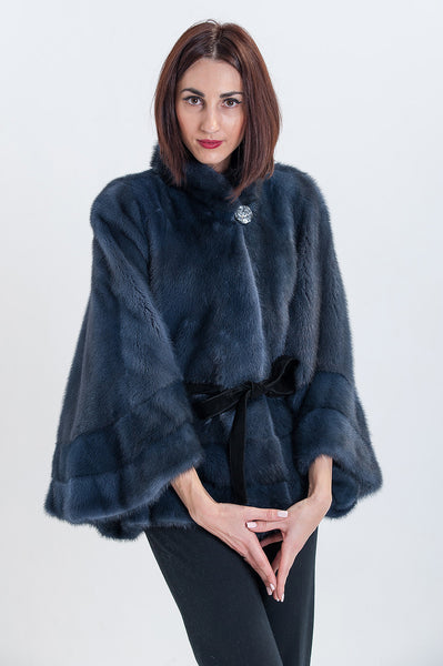 Dark blue mink fur coat Helen