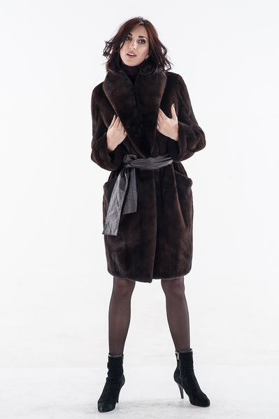 Brown mink fur coat Paris (247)