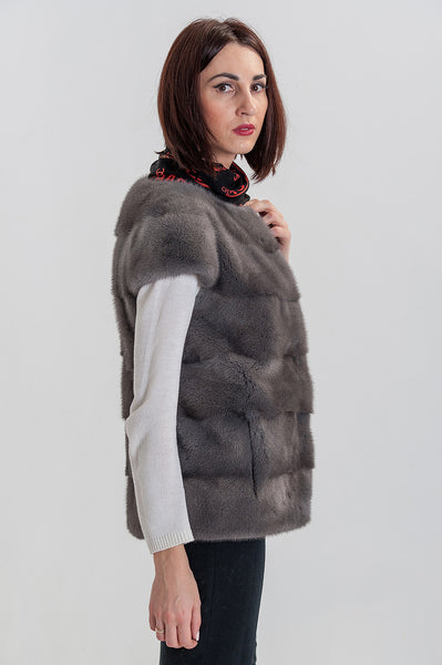 Grey mink fox vest  Anita