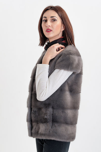 Grey mink fox vest  Anita