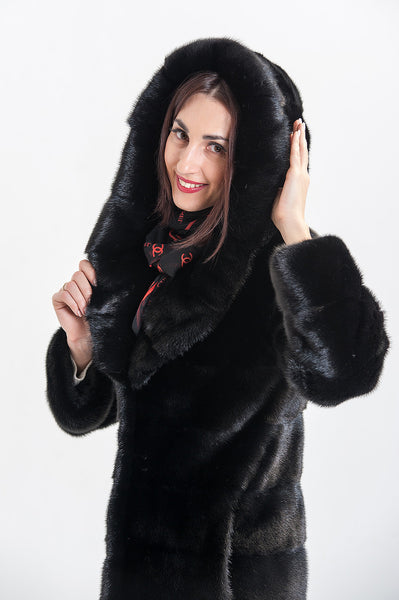 Black mink fur coat Caesar