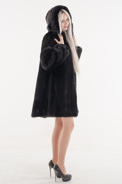 Black mink fur coat Cristina