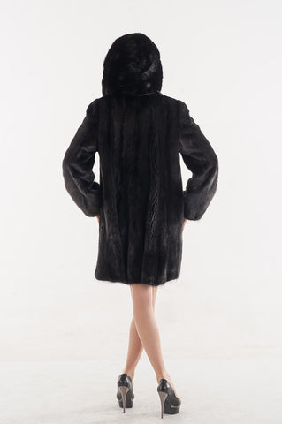 Black mink fur coat Cristina