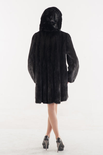 Black mink fur coat Cristina