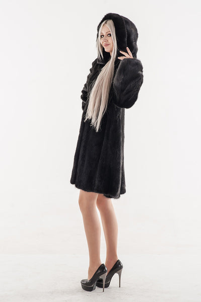 Black mink fur coat Cristina