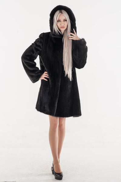 Black mink fur coat Cristina