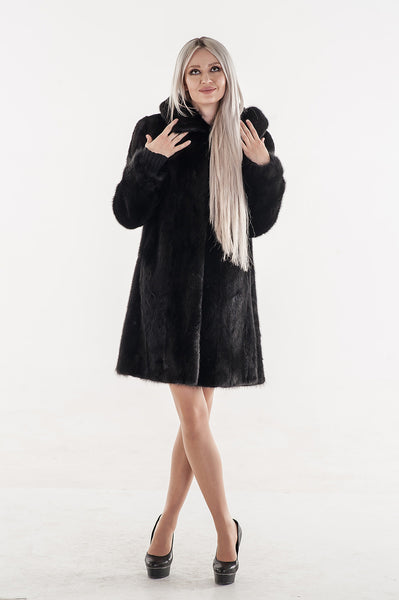 Black mink fur coat Cristina