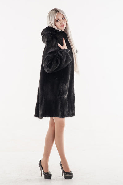 Black mink fur coat Cristina