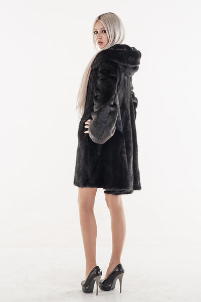 Black mink fur coat Cristina