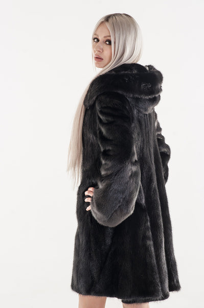 Black mink fur coat Cristina