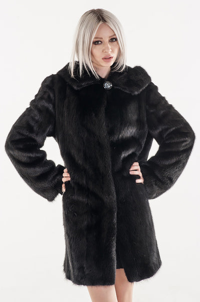 Black mink fur coat Cristina