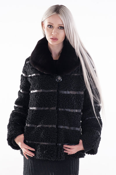 Black karakul fur coat  Radana