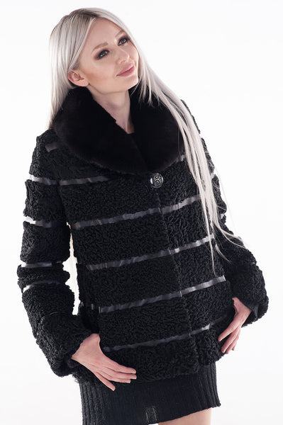 Black karakul fur coat  Radana