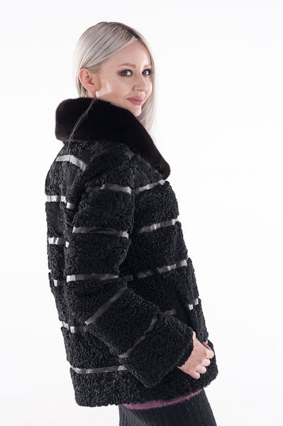 Black karakul fur coat  Radana