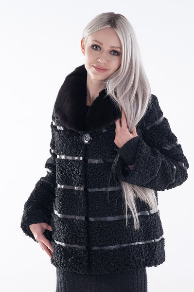 Black karakul fur coat  Radana