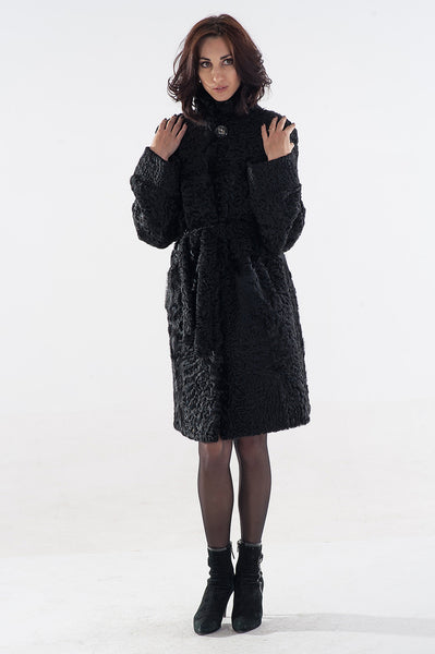 Black karakul fur coat Rosalia