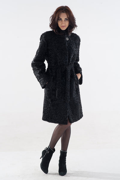 Black karakul fur coat Rosalia