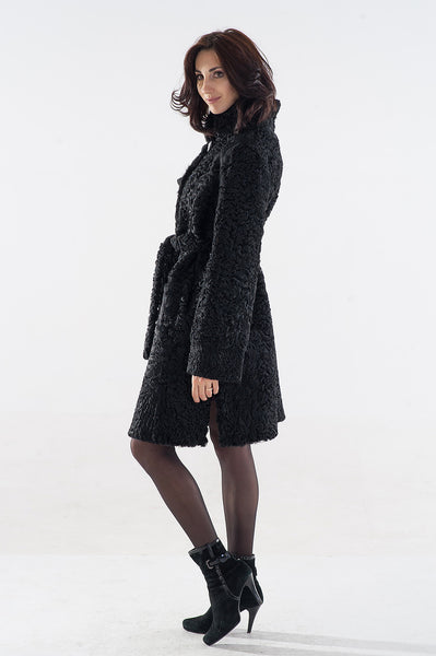 Black karakul fur coat Rosalia