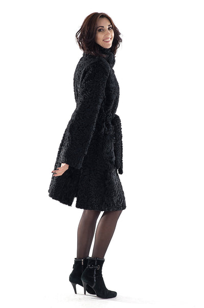 Black karakul fur coat Rosalia